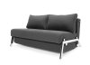 Lavish Black Fabric Modern Sofa Bed w/Chromed Steel Legs