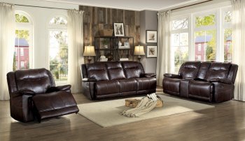 Wasola Motion Sofa 8414DBR in Dark Brown - Homelegance w/Options [HES-8414DBR Wasola]