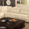 Ivory or Brown Leather Sectional Sofa w/Lift-up Headrests