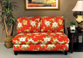 6913 Hi-Style Settee in Treme Flame Fabric by Chelsea [CHFS-HS-6913 Treme Flame]