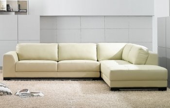 SF6573 Ivory Full Leather Modern Sectional Sofa by At Home USA [AHUSS-SF6573 Ivory]