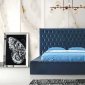 Landmark Upholstered Bed B301 in Navy Blue Fabric