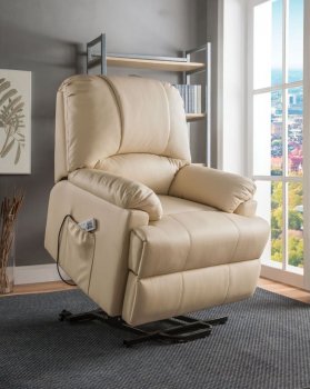 Ixora Recliner 59286 in Beige PU by Acme w/Massage & Power Lift [AMAC-59286 Ixora]