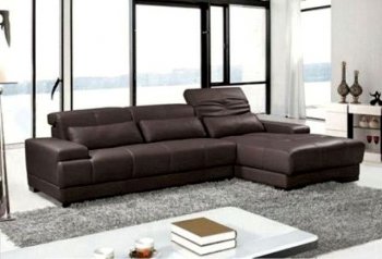 SF6008 Sectional Sofa in Brown Leather by At Home USA [AHUSS-SF6008 Brown]