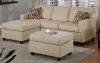 Mushroom Plush Microfiber Modern Small Sectional Sofa w/Ottoman