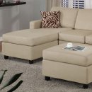 Mushroom Plush Microfiber Modern Small Sectional Sofa w/Ottoman