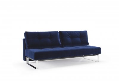 Supremax Vintage Sofa Bed in Blue w/Chrome Legs by Innovation