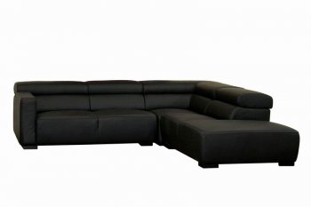 Oversized Modern Black Leather Sectional Sofa [AWSS-Greenwich]