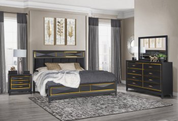 Ebony Bedroom Set 5Pc in Matte Black by Global w/Options [GFBS-Ebony Black]