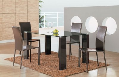 Rectangle Shape Contemporary Dinette With Glass Top