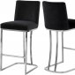 Heidi Stool 708 Set of 2 in Black Velvet Fabric by Meridian