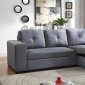 F6910 Convertible Sectional Sofa in Blue Grey Fabric by Boss