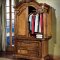 Natural Wood Finish Elegant Traditional Bedroom W/Hand Carvings