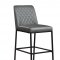 Bryce Bar Stool 919 Set of 2 in Grey Faux Leather by Meridian