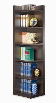 Cappuccino Finish Modern Corner Bookcase w/Six Shelves [CRBC-800270]