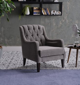 Pearle Accent Armchair in Gray Fabric by Bellona [IKAC-Pearle Gray]