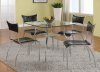 Clear Glass Top Modern 5Pc Dining Set w/Shelf & Black Chairs