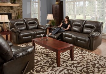 Brown Bonded Leather Modern Double Reclining Sofa & Loveseat Set [AFS-8350-Brown]