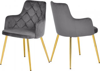 Salvatore Dining Chair 757 Set of 2 Grey Velvet Fabric Meridian [MRDC-757 Salvatore Grey]