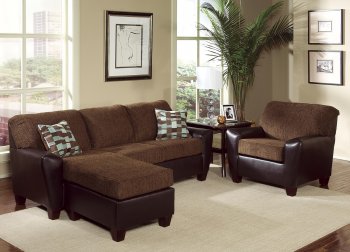 Two-Tone Brown Contemporary Living Room w/Cushioned Seats [HLS-U548]