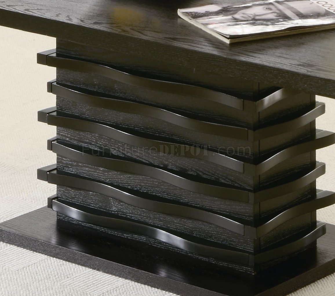 Rich Black Finish Modern 3pc Coffee Table Set Wwave Design Base