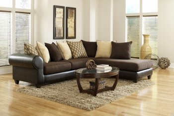 4510 Sectional Sofa in Brown Microfiber & Bi Cast [EGSS-4510]