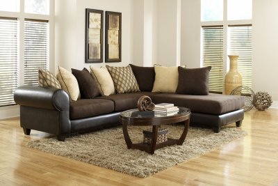 4510 Sectional Sofa in Brown Microfiber & Bi Cast