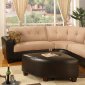 Two-Toned Contemporary Sectional Sofa w/Brown Faux Leather Base