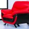 Black and Red Top Grain Leather Upholstery Sofa