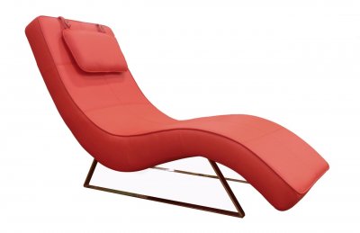Soho Chaise in Red Leatherette by Whiteline Imports