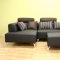 Black Leather Modern Sectional Sofa Set w/Microfiber Headrests