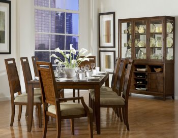 Cherry Finish Modern Dining Room Table w/Optional Items [HEDS-836C-96]