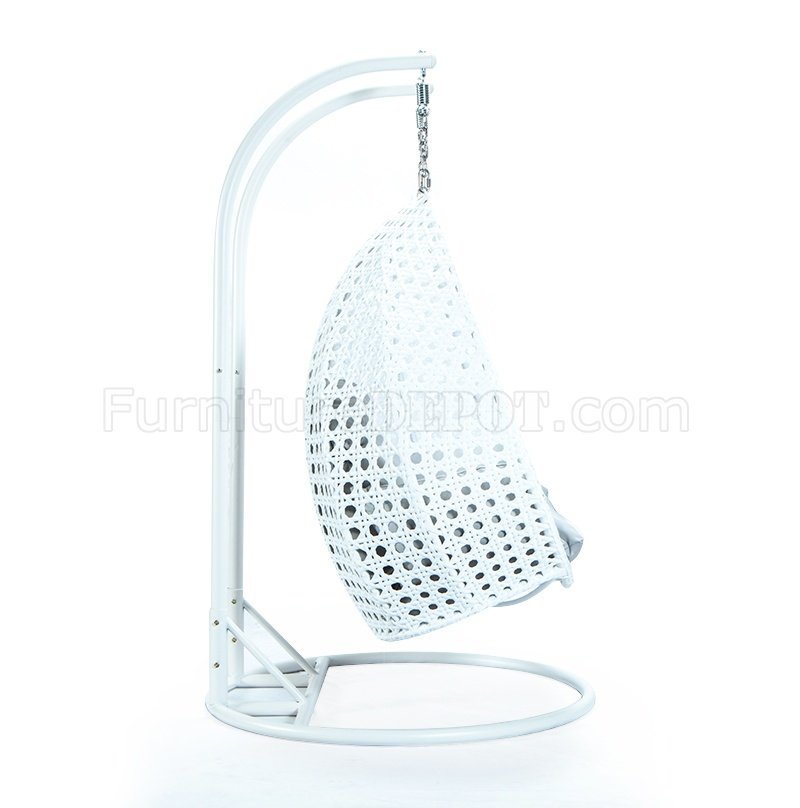 Wicker Hanging Double Egg Swing Chair ESCW-57LGR by LeisureMod