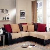 Beige Microfiber Modern Sectional Sofa w/Dark Brown Vinyl Base