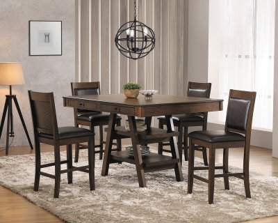 Dewey Counter Ht 5Pc Dining Set 115208 in Walnut by Coaster