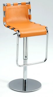 Camel Leather & Chrome Base Set of 2 Adjustable Barstools