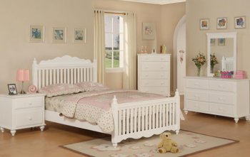 White Finish Kids Twin or Full Bed w/Optional Casegoods [PXBS-F9039]