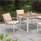 Aisha Outdoor 5Pc Table Set CM-OT1867T-40 in White & Oak