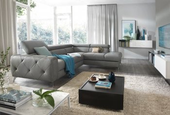 Camelia Sectional Sofa Grey Full Leather by ESF w/ Bed & Storage [EFSS-Camelia Grey]