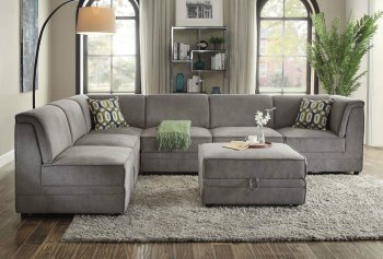 Bois Modular Sectional Sofa 7Pc Set 53780 Gray Velvet by Acme [AMSS-53780-Bois]