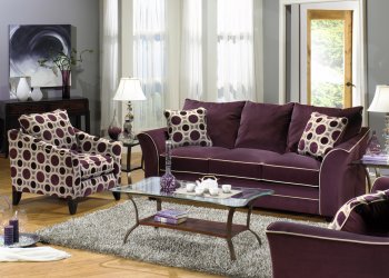 Eggplant Suede Fabric Modern Sofa & Loveseat Set w/Options [JFS-3252-Horizon-Port]