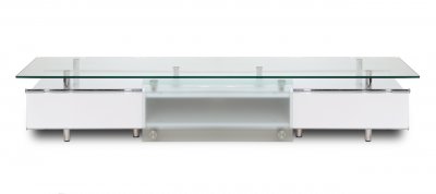 Ema TV Unit in White w/Glass Top by Whiteline Imports