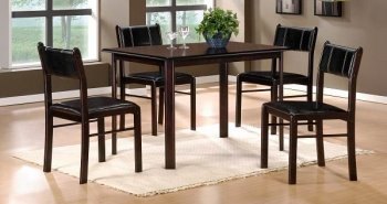 Espresso Finish Modern 5Pc Dinette Set w/Faux Leather Chairs [HEDS-5446]