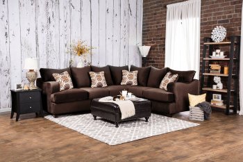 Wessington SM6121 Sectional Sofa in Chocolate Fabric w/Option [FASS-SM6121-Wessington]