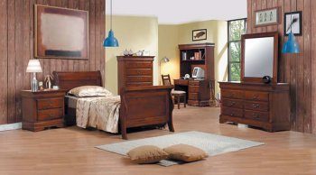 Modern Cherry Finish Kid's Bedroom Set [AMBS-101-8260T Kids]