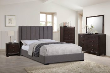 F9420Q 5Pc Bedroom Set in Blue-Grey Fabric by Poundex w/Options [PXBS-F9420Q Blue-Grey]