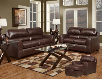 Dark Brown Bonded Leather Modern Loveseat & Sofa Set w/Options [CHFS-V4-7200 Harper]