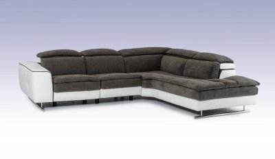 Starlight Sectional Sofa in Grey Fabric & White Leather by VIG