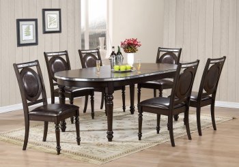 D4284DT Dining Set 5Pc in Dark Brown by Global w/Options [GFDS-D4284DT]