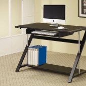 Black Finish Modern Home Office Desk w/Chrome Tube Support